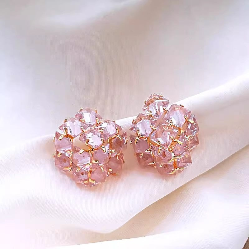 Real Gold Zircon Square Earrings